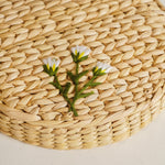 Kauna Round Basket With Lid – Handmade Box With Floral Embroidery 4
