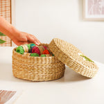 Kauna Round Basket With Lid – Handmade Box With Floral Embroidery 5