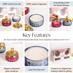 Crisp Linen And Rose Oud Fragrant Candles Jars Set Of 2 5
