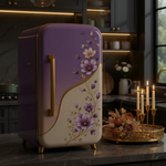 Luxury Floral Mini Refrigerator – Lavender & Gold Edition 3