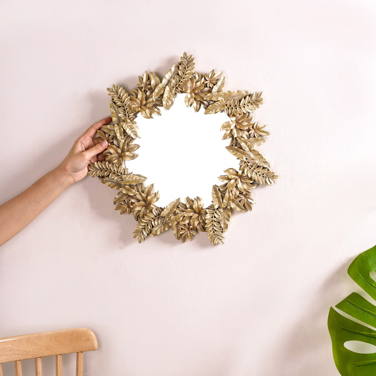 Gilded Leaf Frond Decorative Mirror Gold