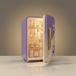 Luxury Floral Mini Refrigerator – Lavender & Gold Edition 5